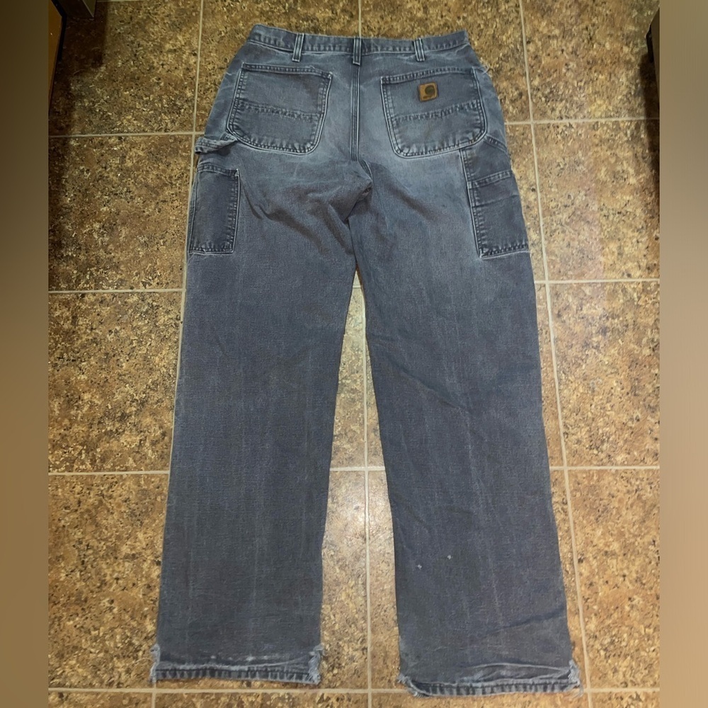 2007 Distressed Carhartt B11 Petrol Blue Carpenter Jeans 32x32 - Picture 1 of 10